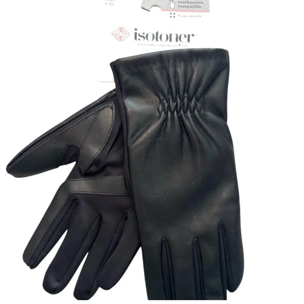 Isotoner Women's Black Touch Screen Gloves, Sz L/XL Orig $52